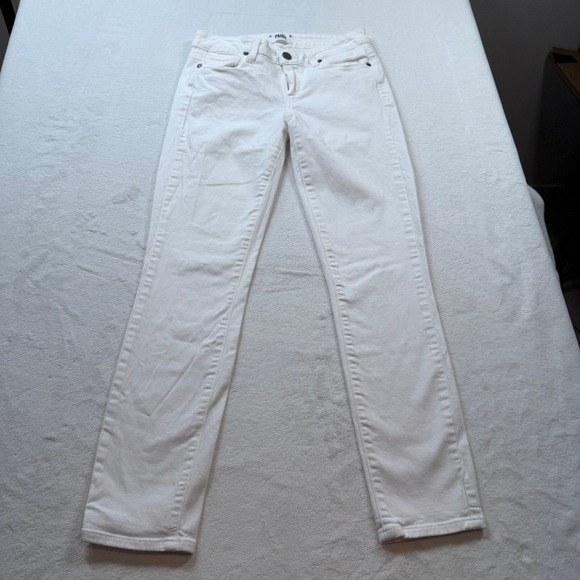 PAIGE Denim - Paige Slim Straight Jeans Womens 26 White Good Low Rise Stretch Denim